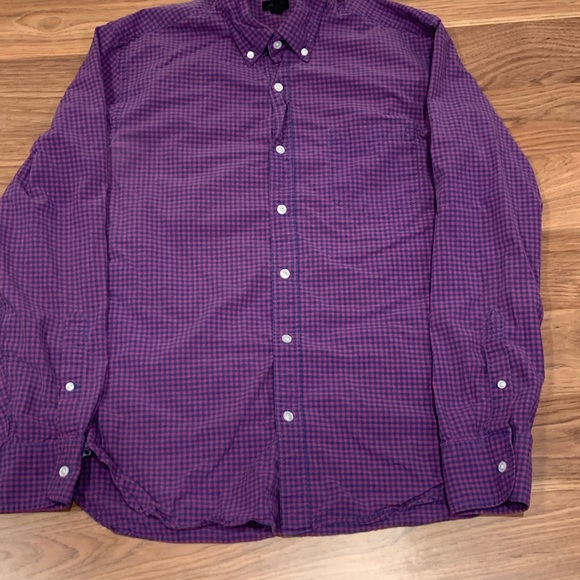 J. Crew Purple Plaid Long Sleeve Dress Shirt Sz M - Picture 4 of 5